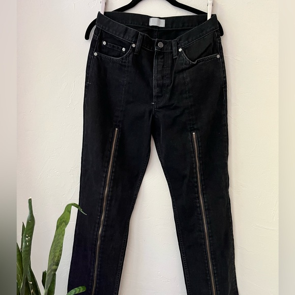 NEW BOYISH BLACK HIGH RISE ZIPPER FRONT STRAIGHT LEG JEANS 27 - Picture 2 of 5